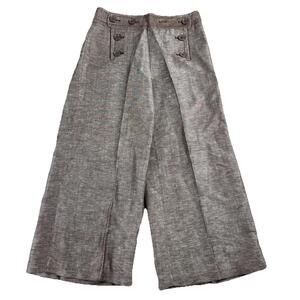 NEW Max Studio Linen Boho Pants Brown Wide Leg High Waisted Sailor Button Size 4